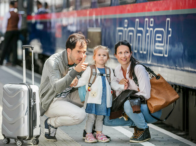 Familie am Bahnsteig