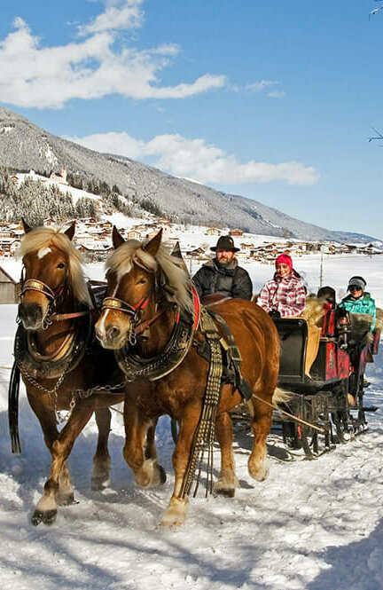 Winterlichte Pferdeschlittenfahrt in Strassen