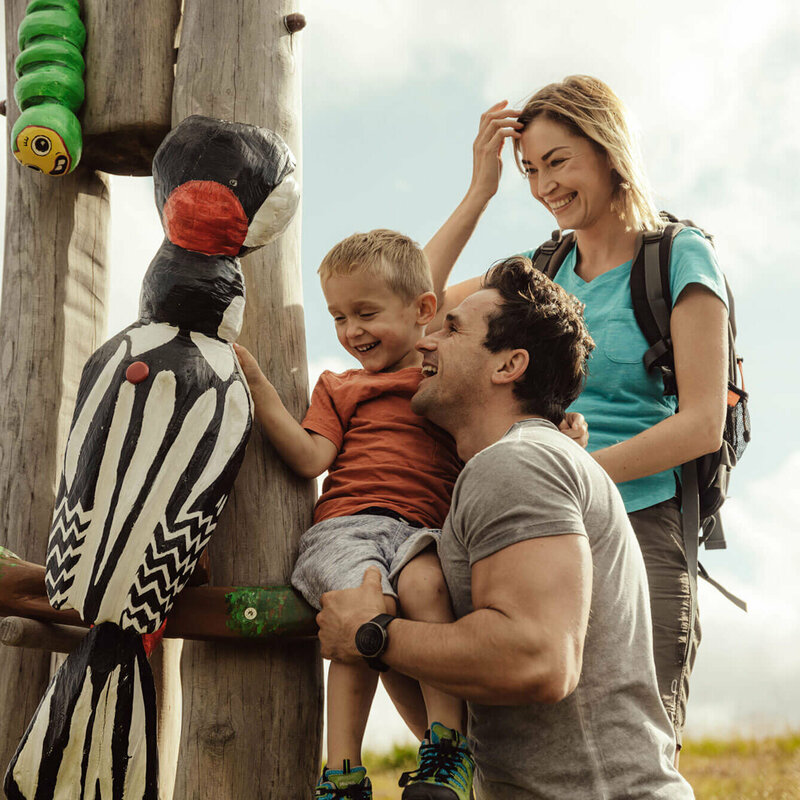 Familie beim Wandern am Golzentipp