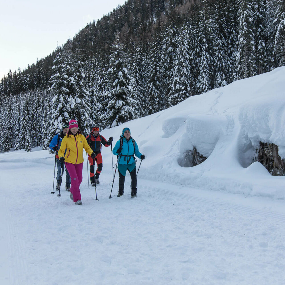 Eine Gruppe beim Winterwandern in Kartitsch