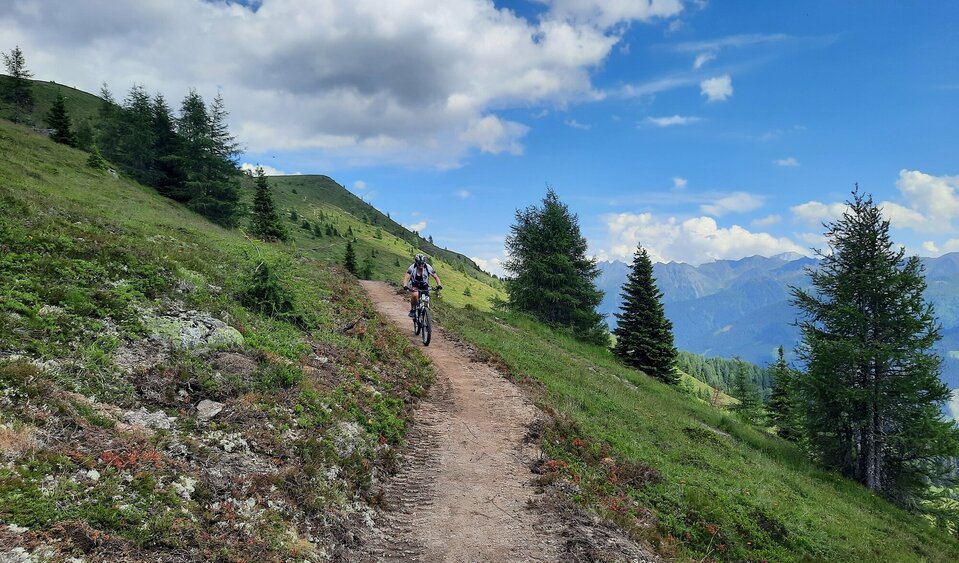 Sentiero dei prati di montagna in un paesaggio panoramico